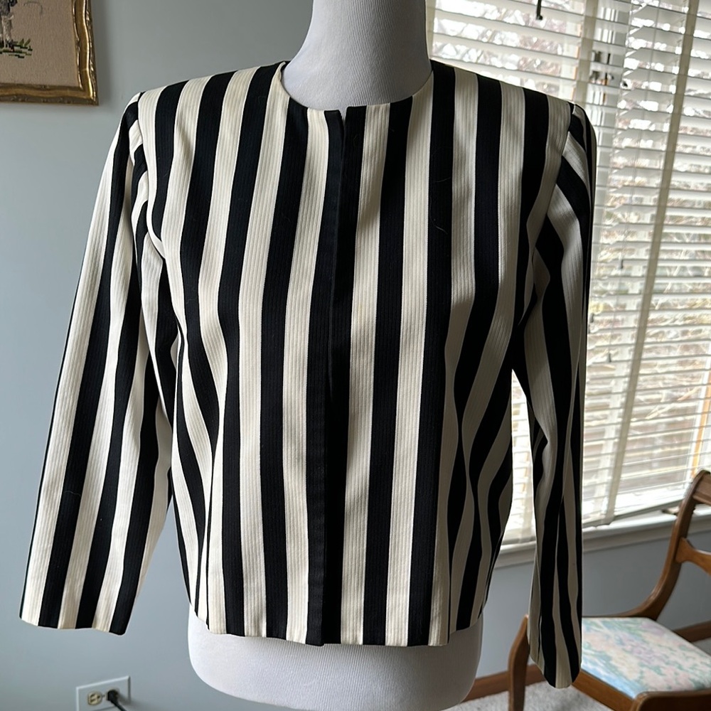 YSL Black and White Striped Ladies Jacket